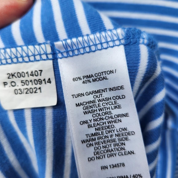 Vineyard Vines Blue Striped Boatneck 3/4 Sleeve Top - Size Medium - Picture 7 of 8